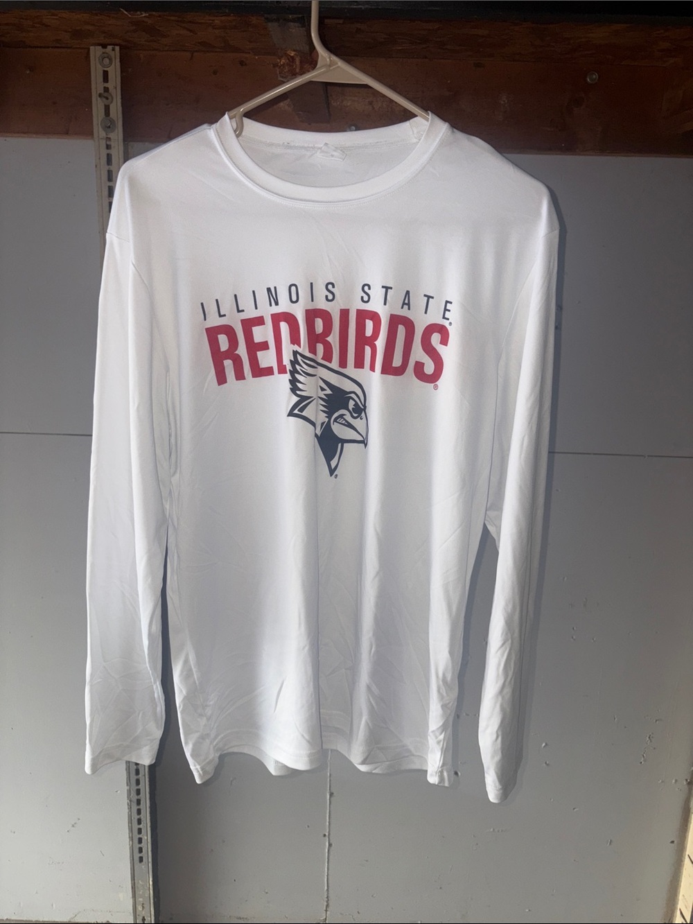 Illinois State Redbirds White Long-Sleeve T-Shirt Dri Fit, Size Adult Medium